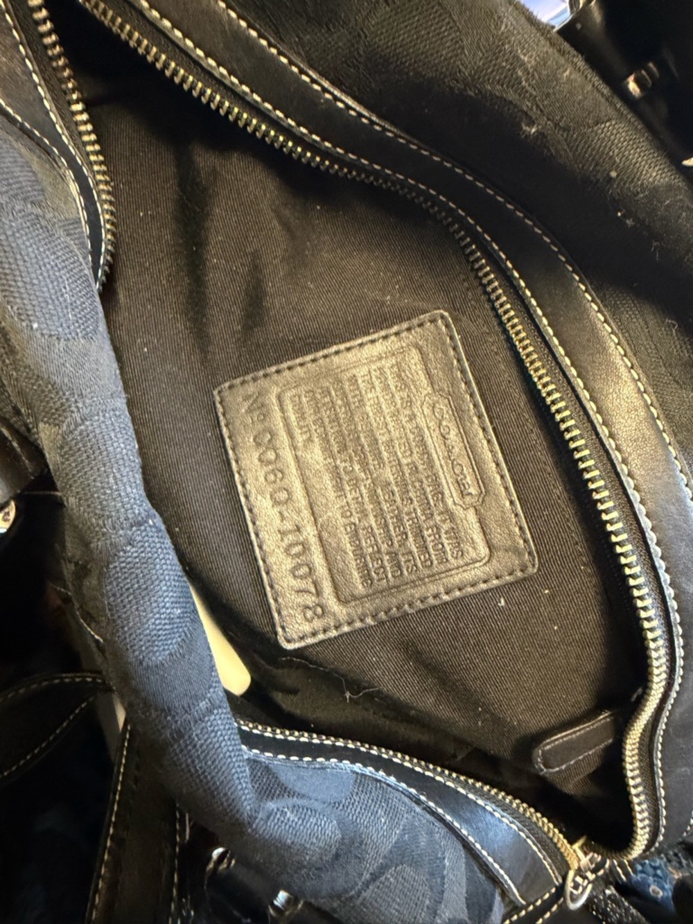 Coach Black Leather & Signature Canvas Messenger Bag